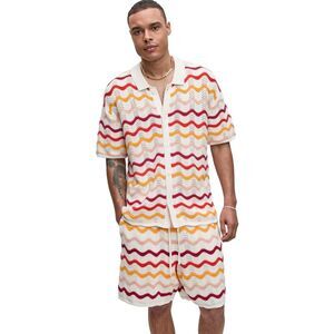 Mode Of One Mens Gradient Zig-Zag Polo Sweater, NWT